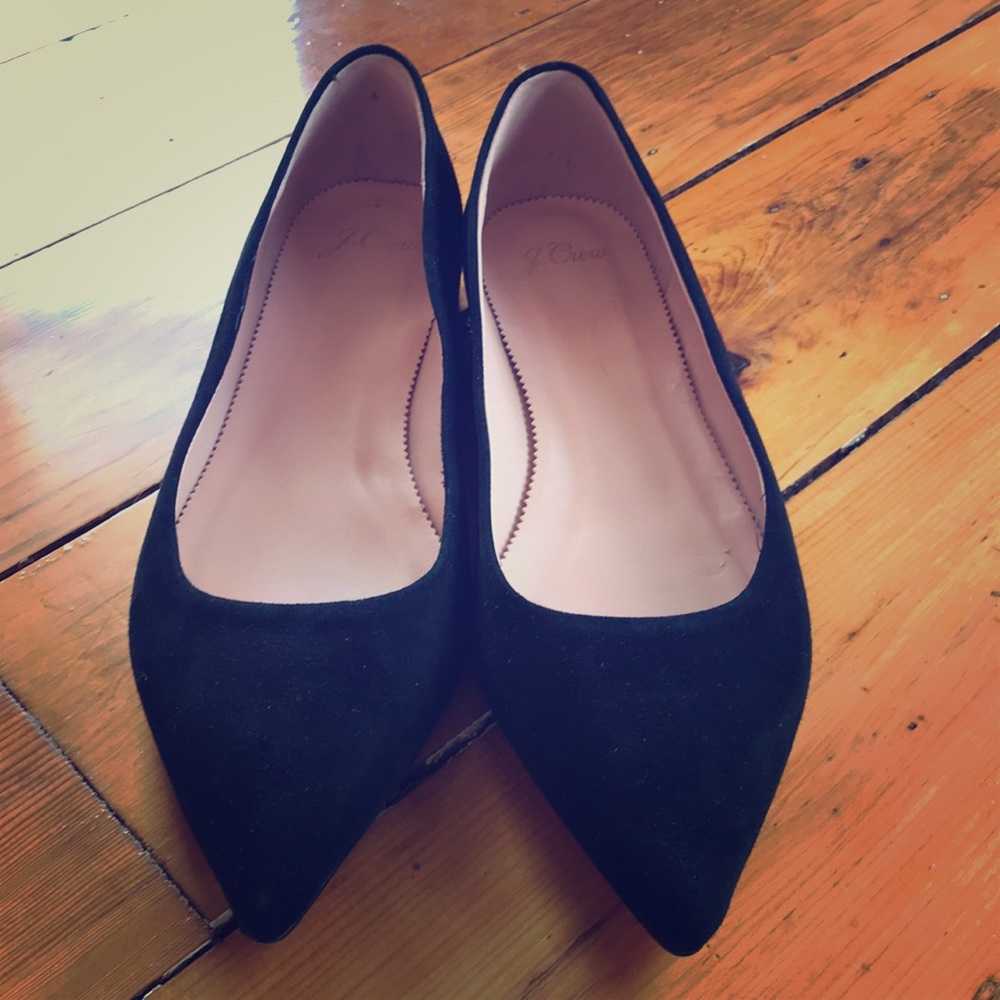 J crew black suede flats
